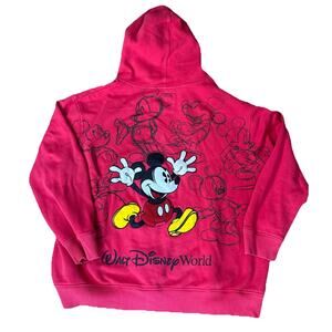 Mickey Mouse Graphic Disney Land Red Full‎ Zip Up Hoodie Sweatshirt Size XXL